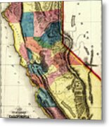 California Gold Region Vintage Map 1851 Metal Print