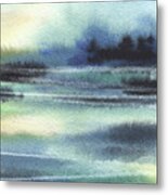 Calm Meditative Landscape Water Reflections Beach Art Contemporary Cool Watercolor Palette Iii Metal Print