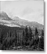 Canadian Rockies Panorama Black And White Metal Print