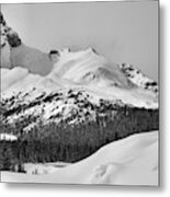 Canadian Rockies Winter Peak Black And White Metal Print