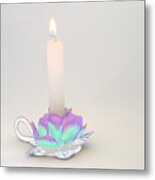 Candle In Holder Metal Print