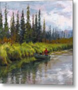 Canoeing In Banff Metal Print