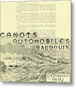 Canots Automobiles Ad In Black And White Metal Print