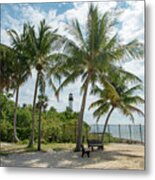 Cape Florida Lighthouse And Palm Trees On Key Biscayne Metal Print