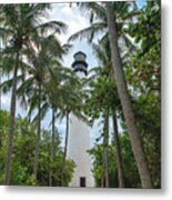 Cape Florida Lighthouse On Key Biscayne Metal Print