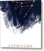 Capricorn Zodiac Sign - Minimal Print - Zodiac, Constellation, Astrology, Good Luck, Sky - Blue Metal Print