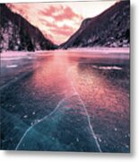 Cascade Ice Sunset Metal Print