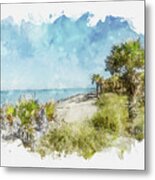 Caspersen Beach - Watercolor Metal Print