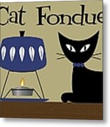 Cat Fondue In Blue Metal Print