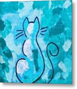 Cat In Abstract Metal Print