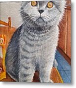 Cat In The Kitchen Metal Print