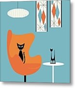 Cat In Turquoise Room Metal Print