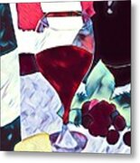 Cat, Wine, And Cheese Party Metal Print