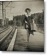 Catch Up With The Departing Train. Metal Print