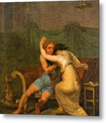 Catullus And Lesbia, Who In His Arms Seek Solace For The Death Of Her Sparrow Metal Print