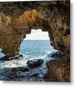 Cave On The Mediterranean Coast, Cova Del Arcs Metal Print