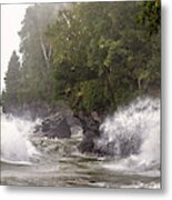 Cave Point Fury - Cave Point County Park At Door County Wi Metal Print