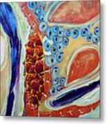 Cellular Rebirth Abstract With Orange Glass Shards Metal Print