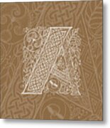 Celtic Letter A Monogram Metal Print
