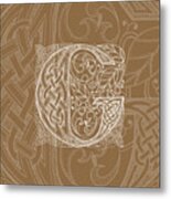 Celtic Letter G Monogram Metal Print