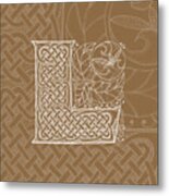 Celtic Letter L Monogram Metal Print