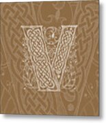 Celtic Letter V Monogram Metal Print
