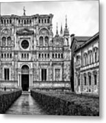 Certosa Di Pavia In Lombardy, Italy - Black And White Metal Print