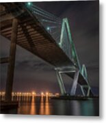 Charleston's Ravenel Bridge At Night, Vertical Metal Print