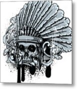 Chebeya Skull With Headdress Metal Print