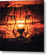 Cheetah Sunset Metal Print