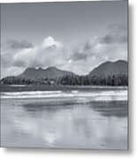 Chesterman Beach Panorama Black And White Metal Print