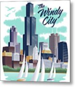 Chicago Poster - Vintage Travel Metal Print