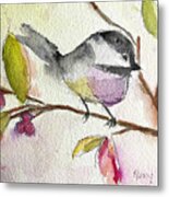 Chickadee Perched In A Tree Metal Print