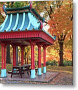 Chinese Shelter In Autumn Metal Print