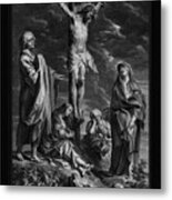 Christ On The Cross, With Mary And Johannes By Engraver Schelte Adamsz Bolswert Classical Art Metal Print