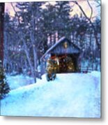 Christmas At The Dummerston Covered Bridge Metal Print