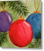 Christmas Balls And Pine Branches Metal Print