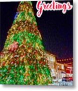 Christmas Card With Season's Greeting - Large Colorful Tree Metal Print