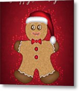 Christmas Gingerbread Man Card Metal Print