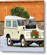 Christmas Land Rover Metal Print