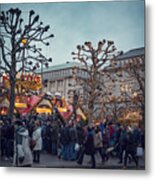 Christmas Market Fairy Ambiance At The Hamburg Rathaus Markt Metal Print
