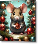 Christmas Mouse Metal Print