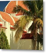 Church And Palm Metal Print