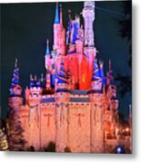 Cinderella Castle At Night Metal Print