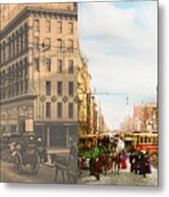 City - Philadelphia, Pa - Sixth And Market St 1902 - Side By Side Metal Print