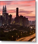 City Skyline - Kuala Lumpur At Dusk Metal Print