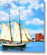 Classic Tall Ship In Boston Harbor Metal Print