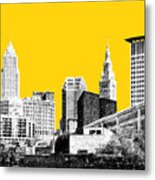 Cleveland Skyline 3 - Mustard Metal Print