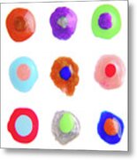 Close Up Of Color Drops Isolated On White Metal Print