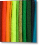 Close Up Of Row Of Coloured Felt Material For Sale Metal Print